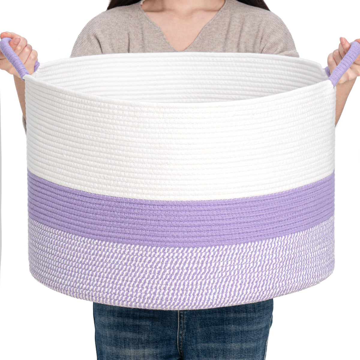 CLHMILY&Z round cotton rope basket shows toy organization for kid-friendly storage