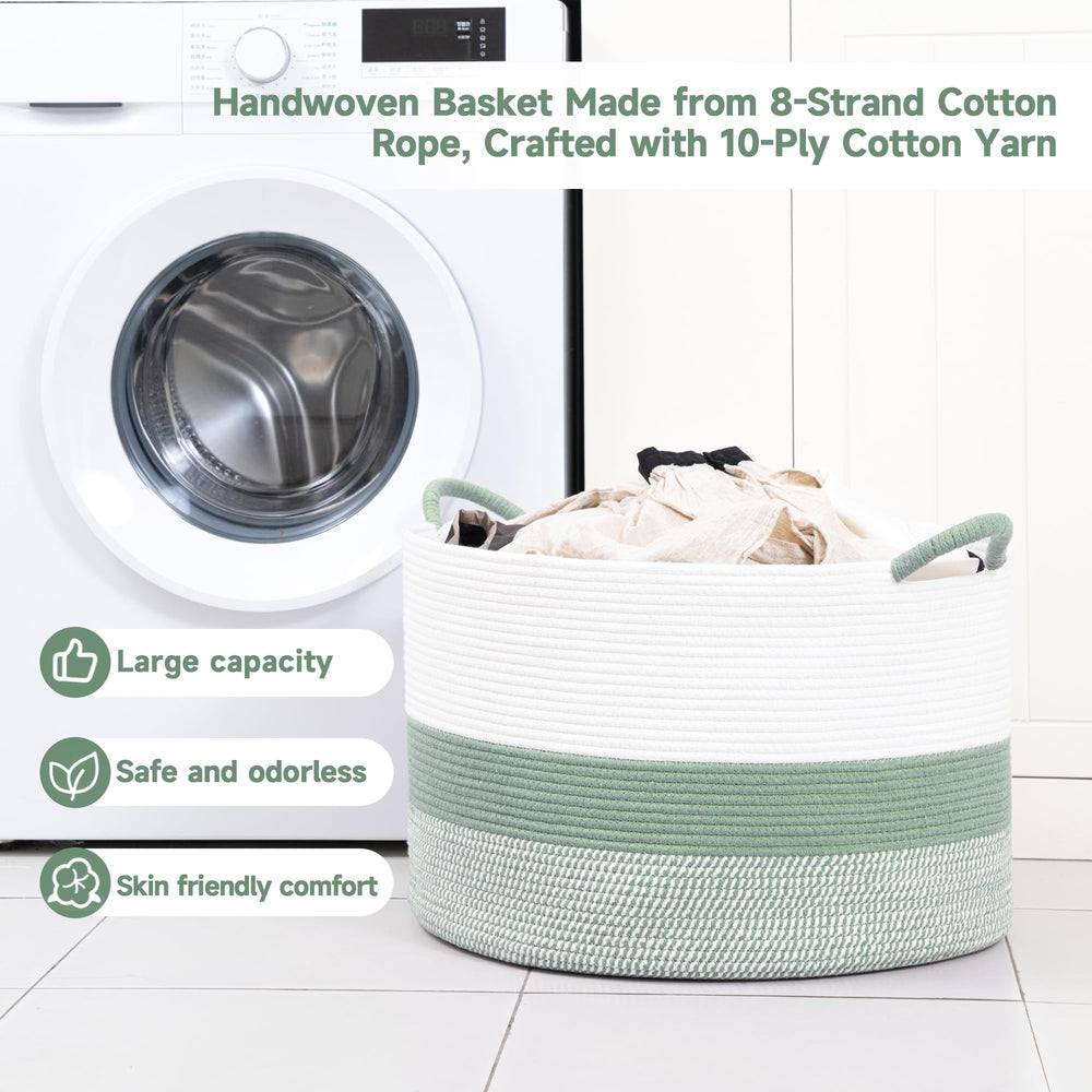 CLHMILY&Z round basket stores bed clothes, reducing bedroom clutter.