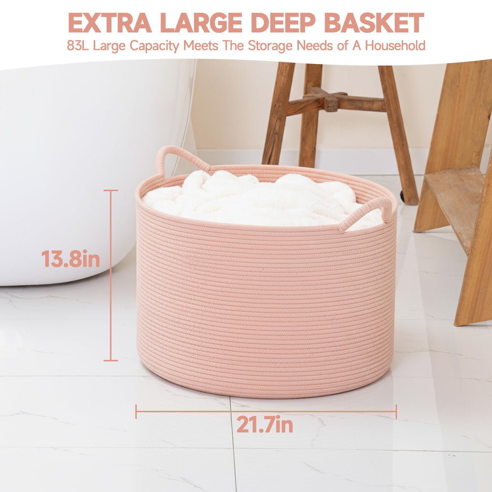 CLHMILY&amp;Z round rope storage basket used as laundry or towels in bedrooms