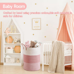 CLHMILY&Z round storage basket in nursery decor blends with soft colors.