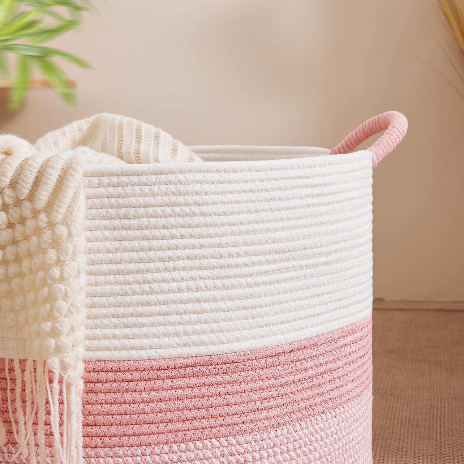 CLHMILY&Z round-storage-bin with oversized handles for easy carrying