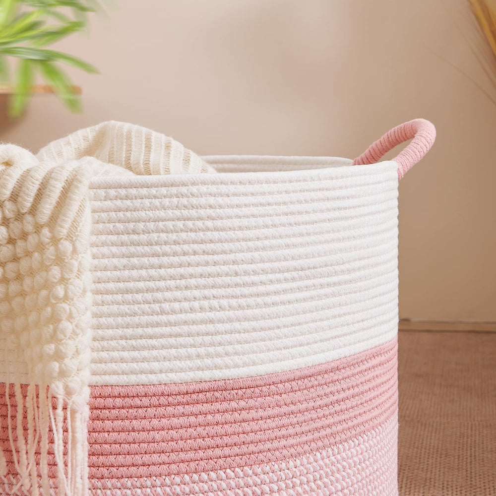 CLHMILY&Z round-storage-bin with oversized handles for easy carrying