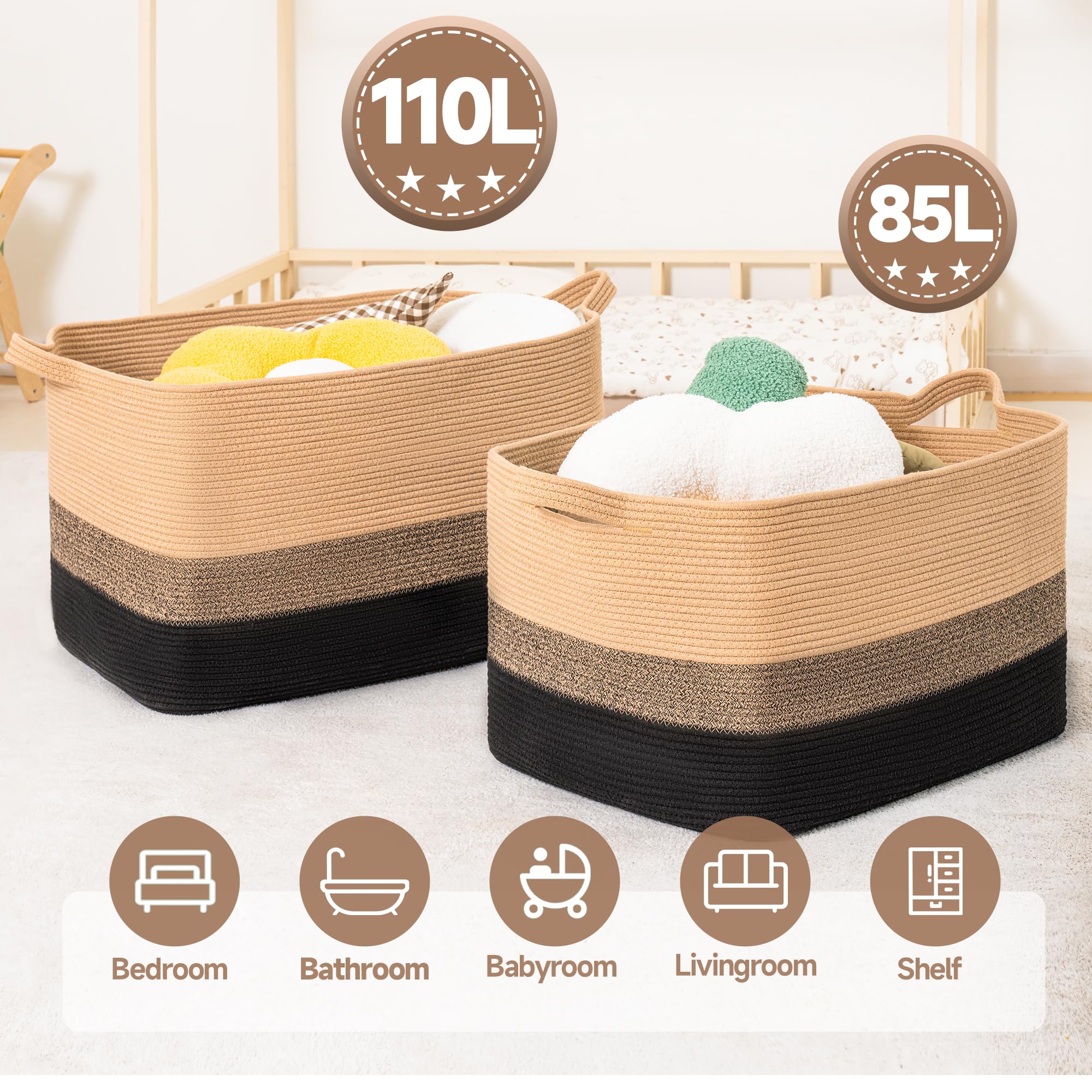 CLHMILY&Z square basket bathroom-towels cleanly organizes essentials with breathable cotton rope.