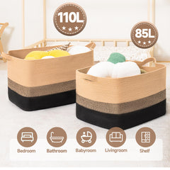 CLHMILY&Z square basket bathroom-towels cleanly organizes essentials with breathable cotton rope.