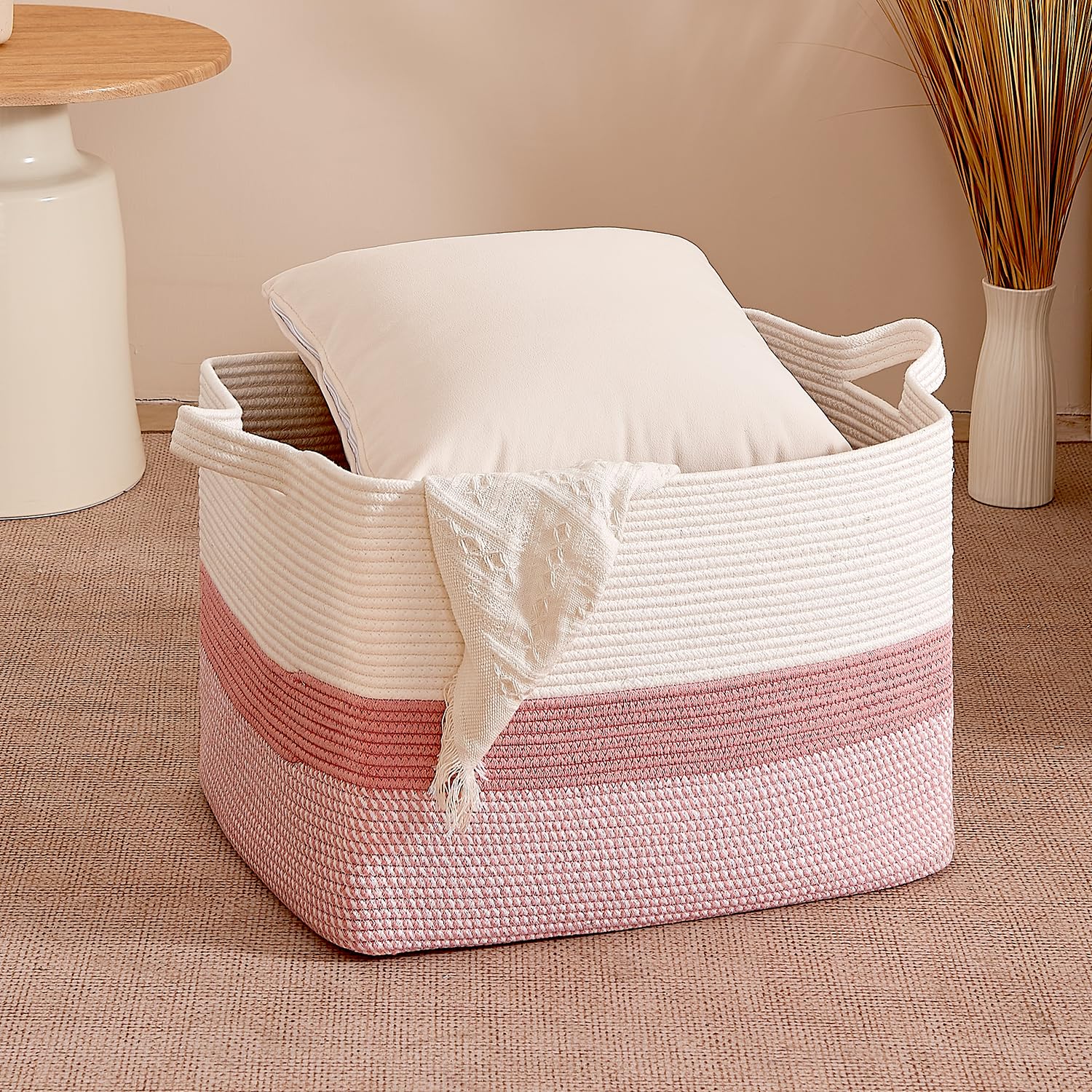 CLHMILY&Z square basket handles close-up highlighting easy-move portability