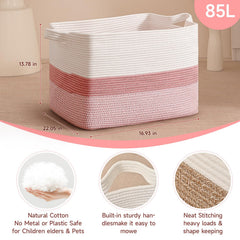 CLHMILY&Z basket in living room with blankets showing cozy storage