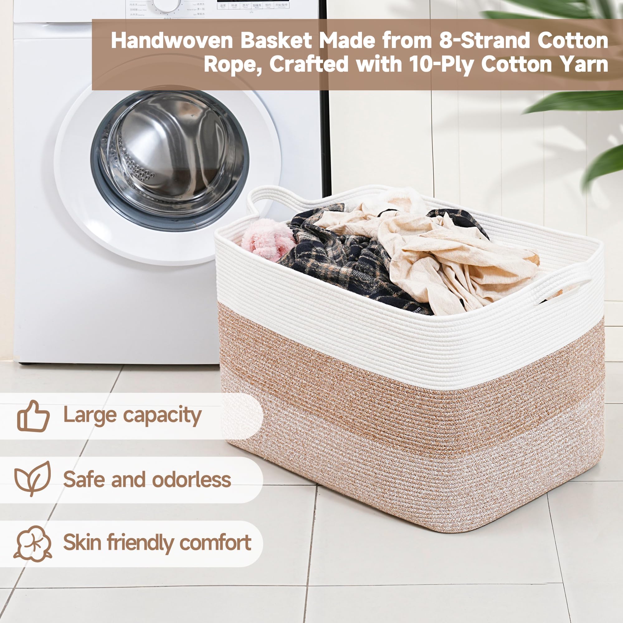CLHMILY&Z storage basket with oversized handles easy room-to-room transport.