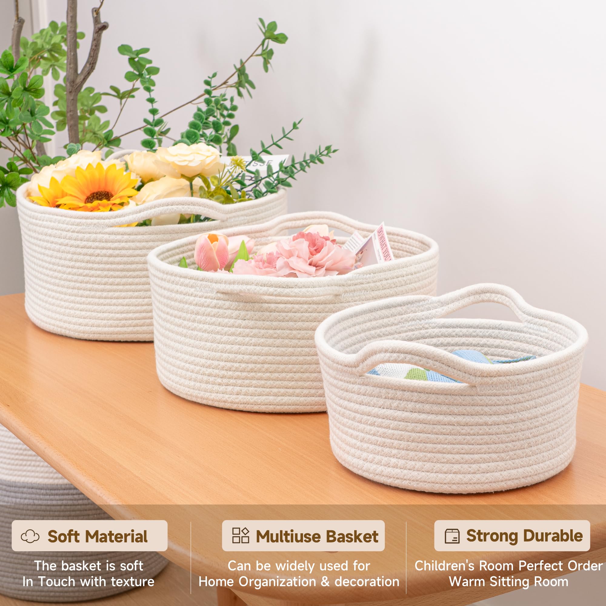 CLHMILY&Z three-pack baskets ideal for organizing toys, books, and cosmetics