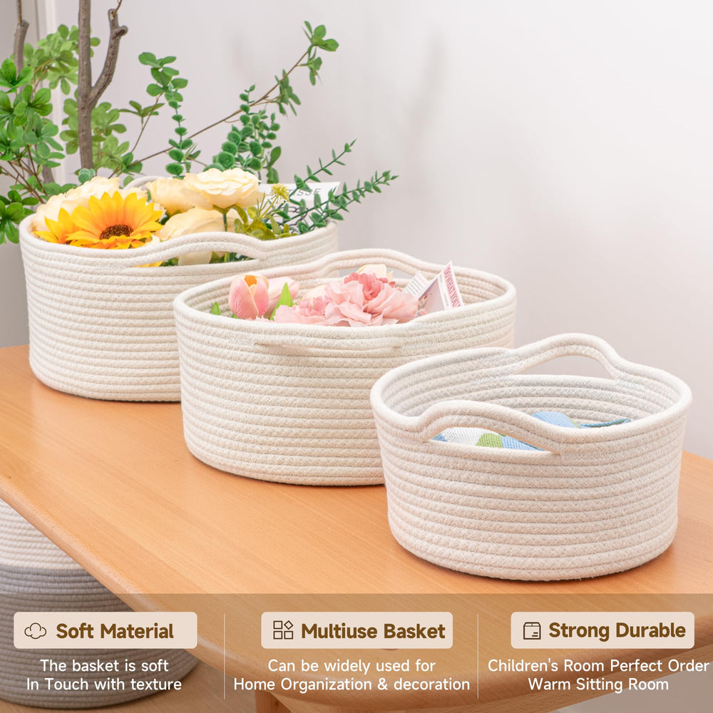 CLHMILY&Z three-pack baskets ideal for organizing toys, books, and cosmetics