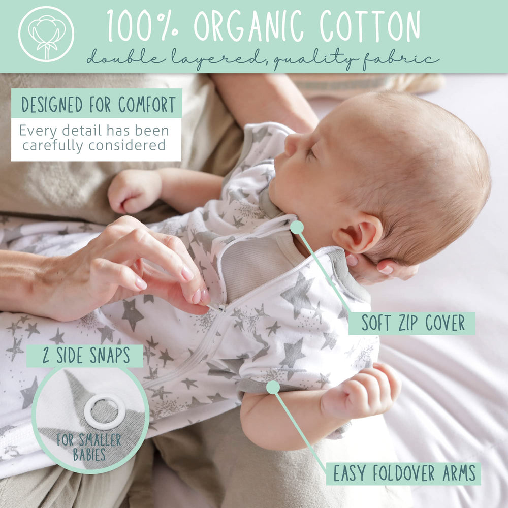 Clickyhips Swaddle Sack newborn to 6 months fits growing baby