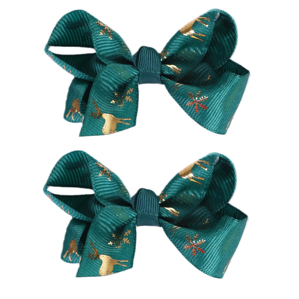 Clipband 3-inch Christmas hair bow on an alligator clip—festive toddler hairstyle accessory.