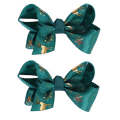 Clipband 3-inch Christmas hair bow on an alligator clip—festive toddler hairstyle accessory.