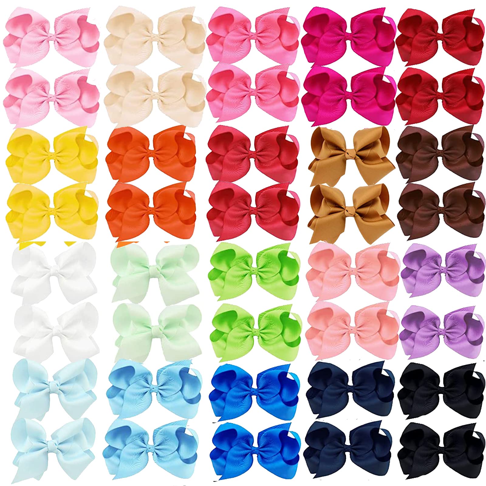 Clipband 40pcs hair bows 4-inch set for daily styling.