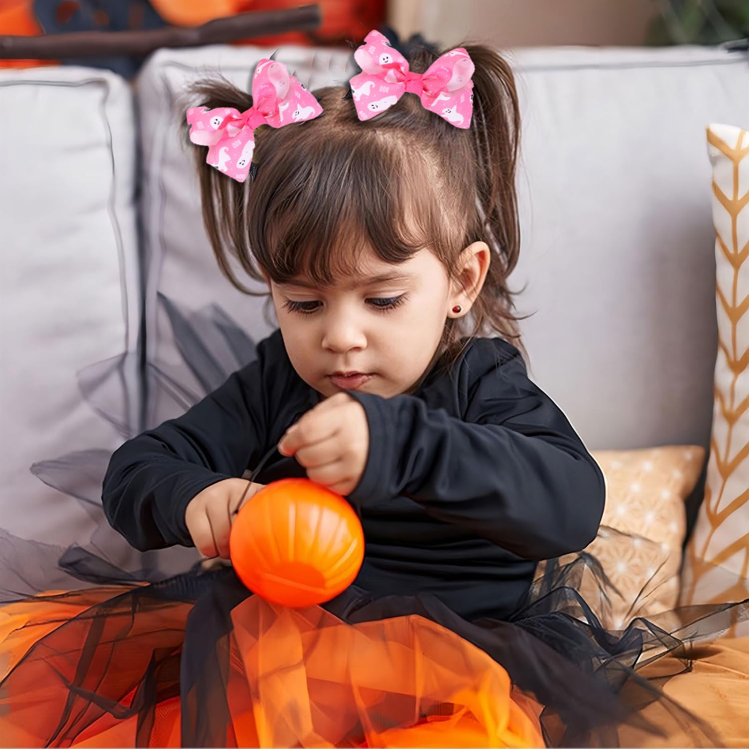 Clipband 8pcs baby bows flatlay showing color variety for easy styling