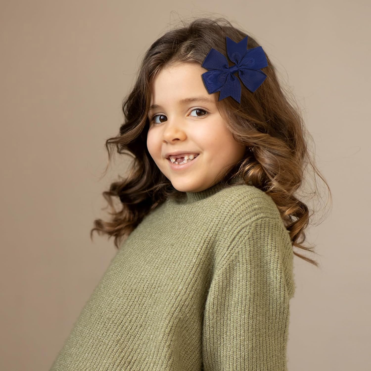 Clipband baby bows navy 3-inch, bold statement accents for toddlers with secure alligator clips