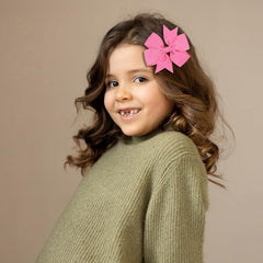 Clipband baby girls hair bows 3inch pink ideal for dress-up moments and party outfits.