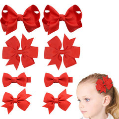 Clipband baby hair bows 2inch red on toddler hair for cute everyday outfits