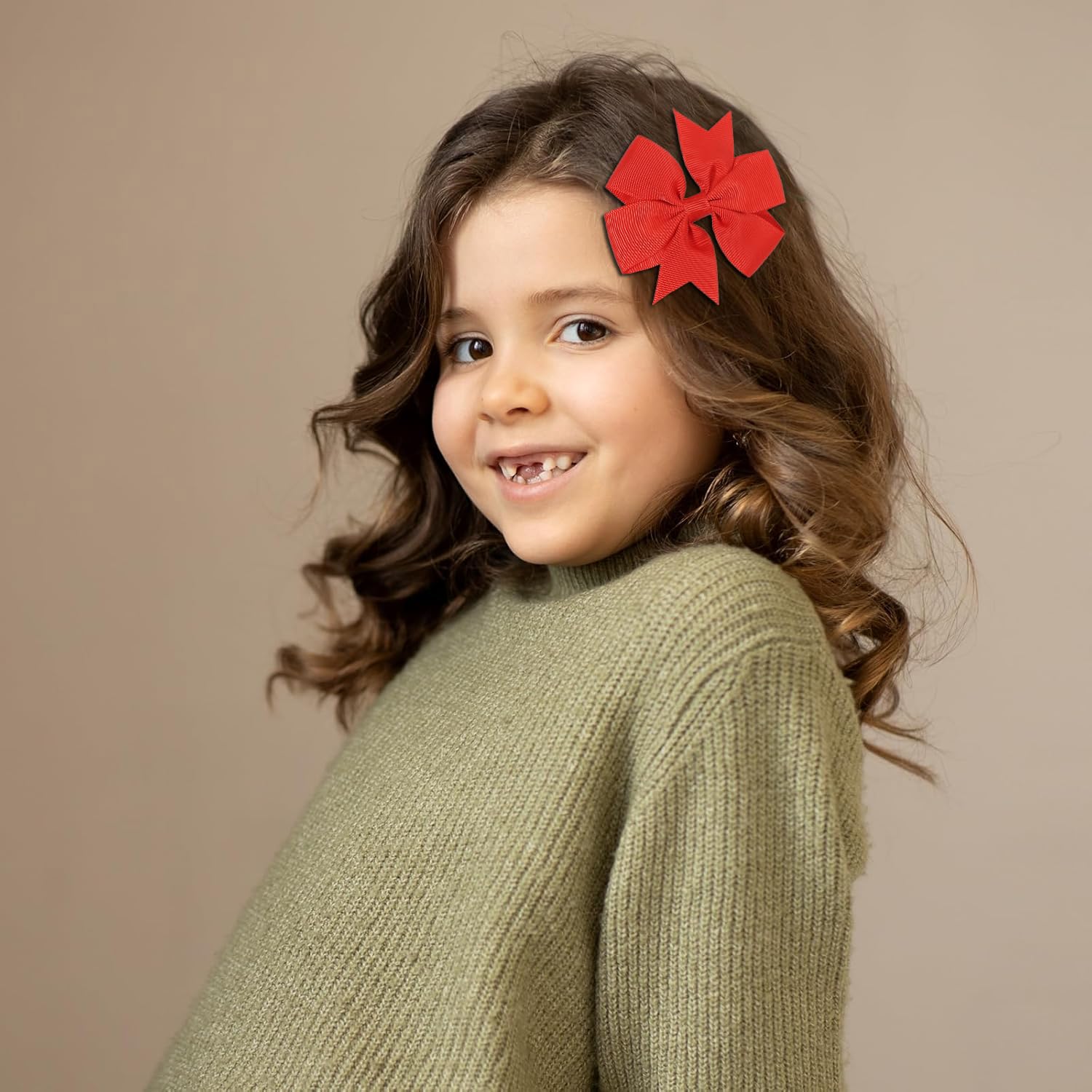 Clipband baby hair bows 3inch red adds bold color to photos and parties