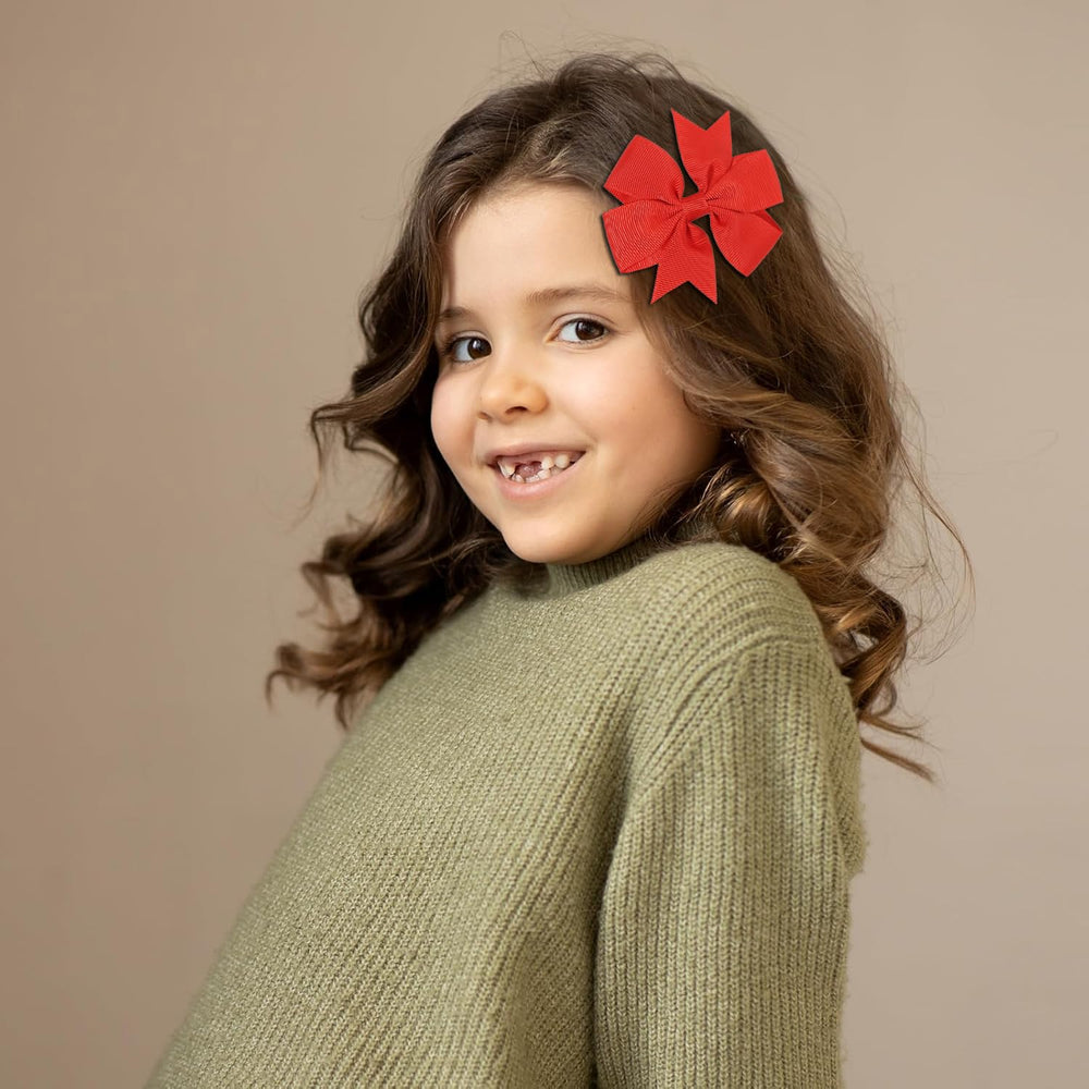 Clipband baby hair bows 3inch red adds bold color to photos and parties