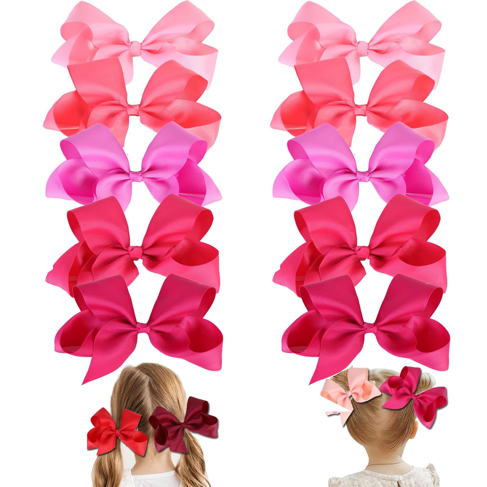 Clipband hair bows closeup on black grosgrain ribbon with secure alligator clips for daily wear