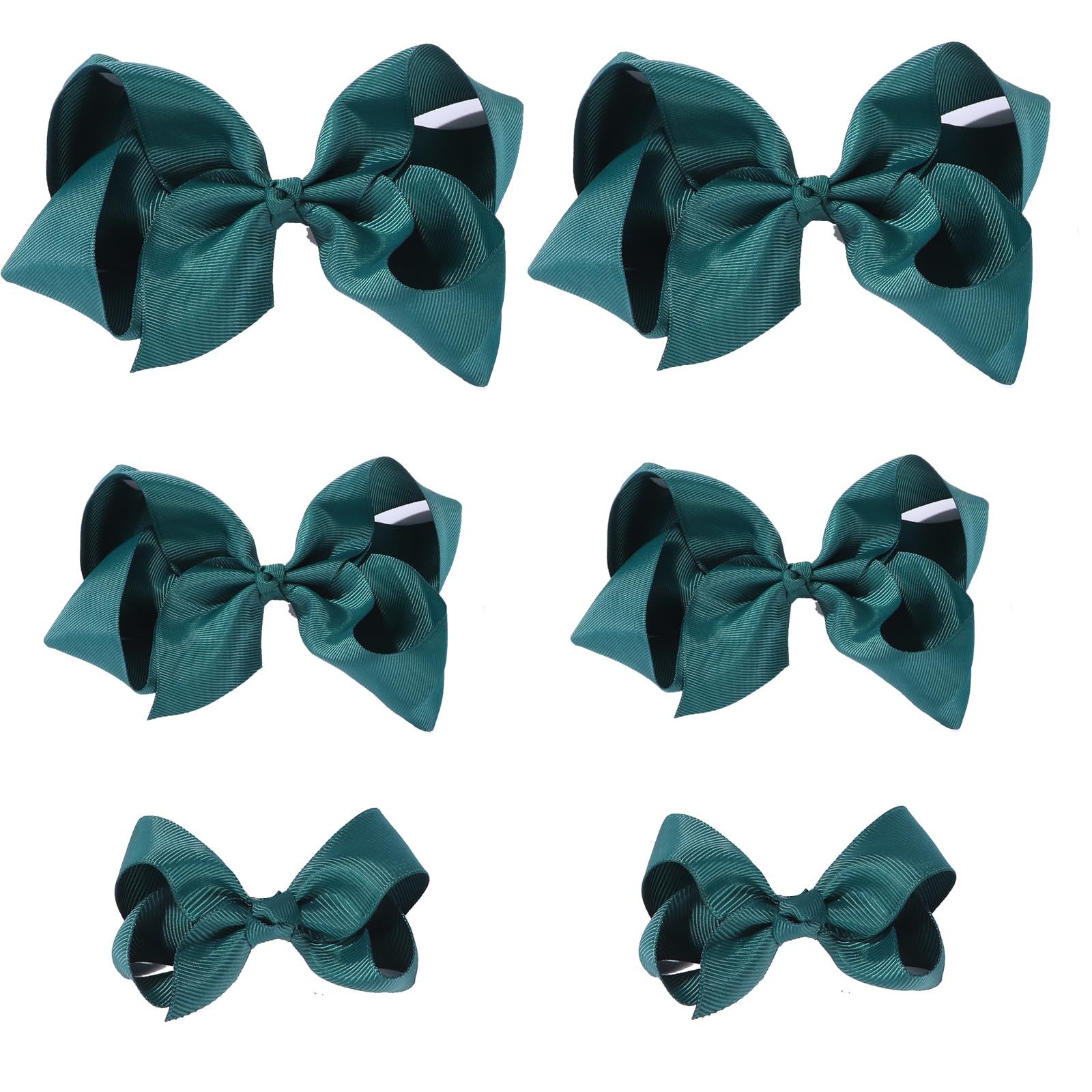 Clipband Hunter Green Bows pack of 6 with secure alligator clips for daily outfits.