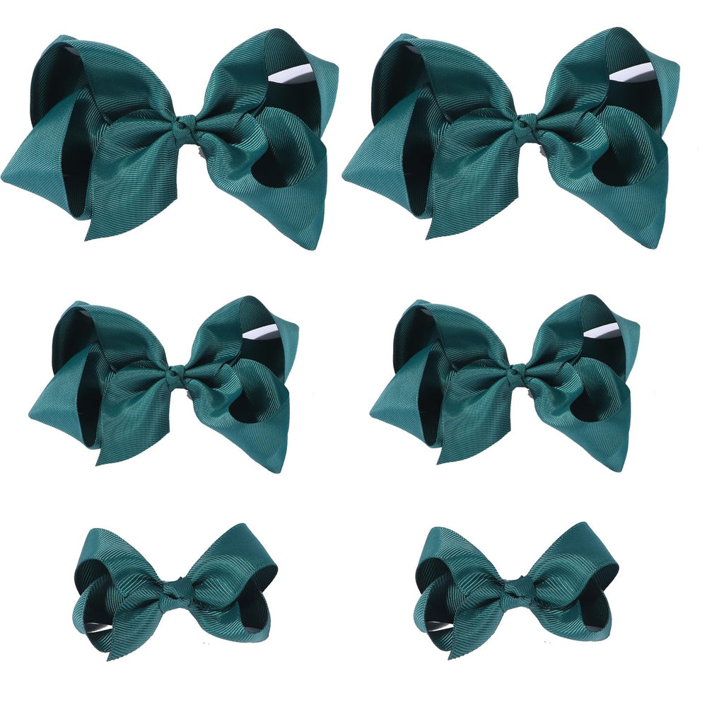 Clipband Hunter Green Bows pack of 6 with secure alligator clips for daily outfits.