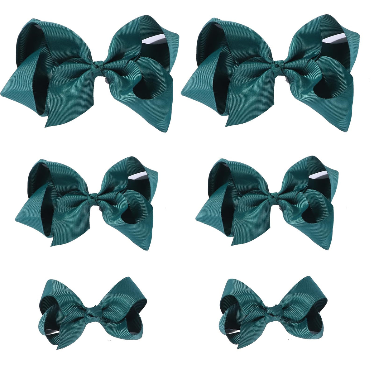 Clipband Hunter Green Bows pack of 6 with secure alligator clips for daily outfits.