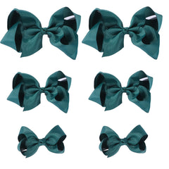 Clipband Hunter Green Bows pack of 6 with secure alligator clips for daily outfits.