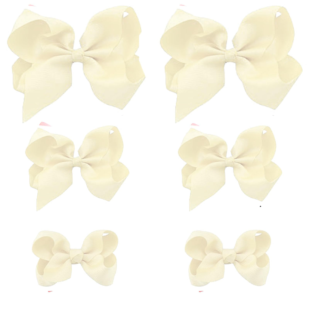 Clipband Ivory Bows 6-pack laid out for versatile daily styling.