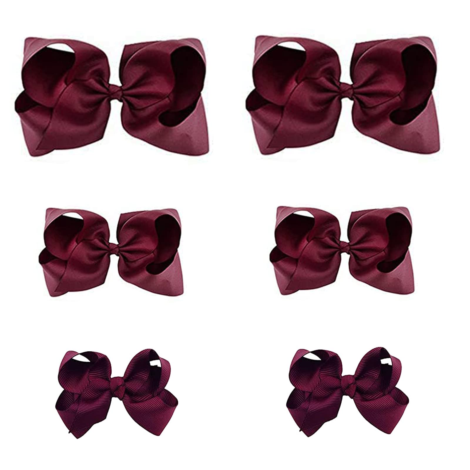 Clipband maroon bows 6-pack packaging shows vibrant color for easy outfit coordination.