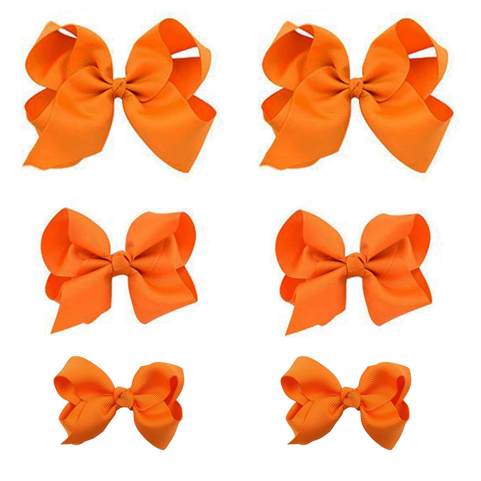 Clipband Orange Bows 6pcs pack ready to brighten outfits with secure clips.