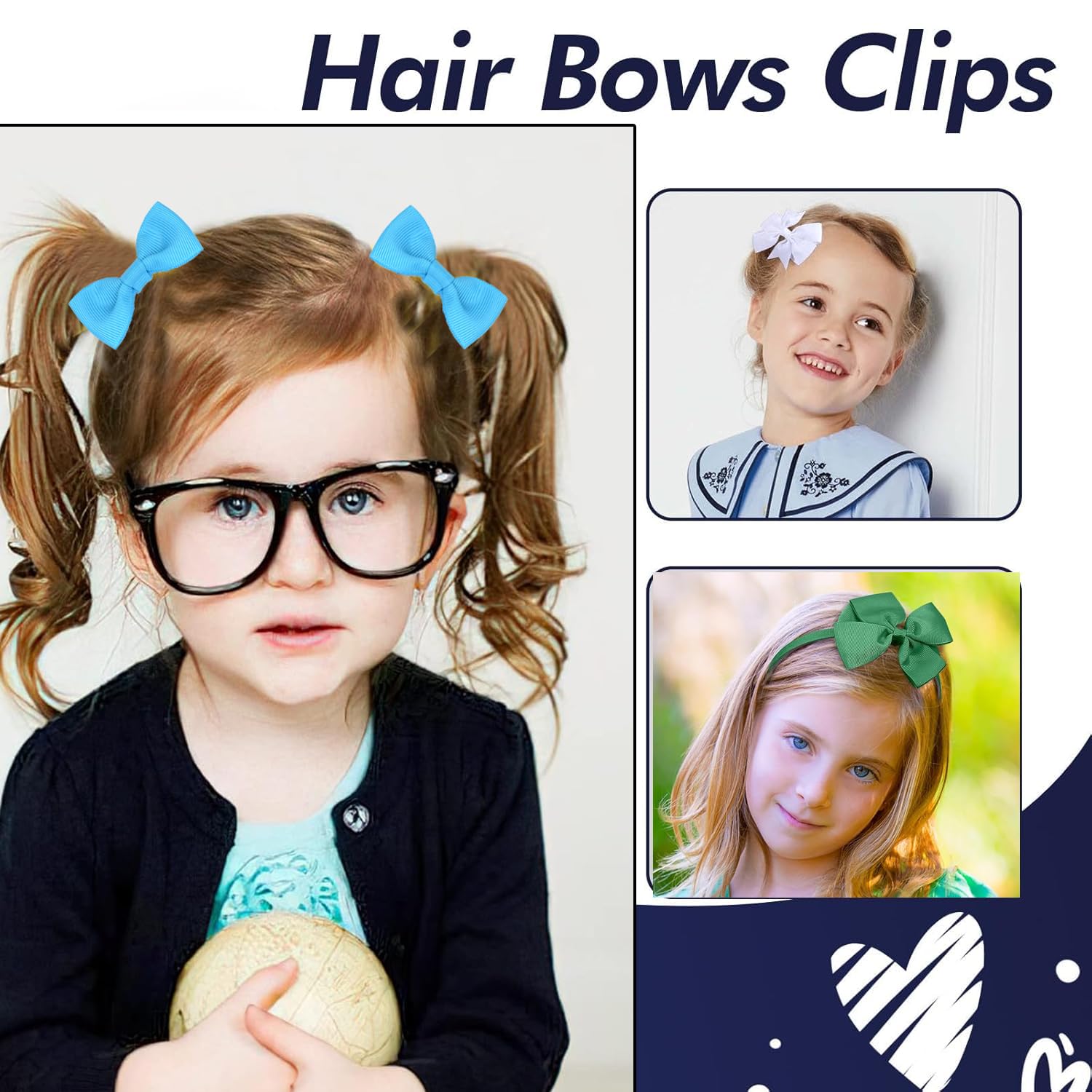 Clipband white bows closeup highlights durable grosgrain ribbons for lasting wear.