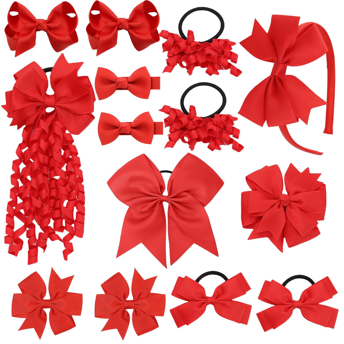 Clipband school hair bows red for versatile daily wear and school uniforms.