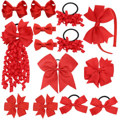 Clipband school hair bows red for versatile daily wear and school uniforms.