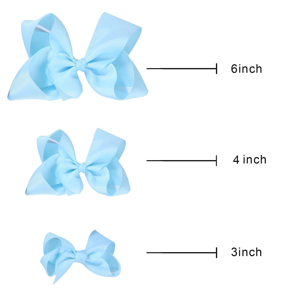 Clipband Sky Blue Bows styled for a cheerful school look.