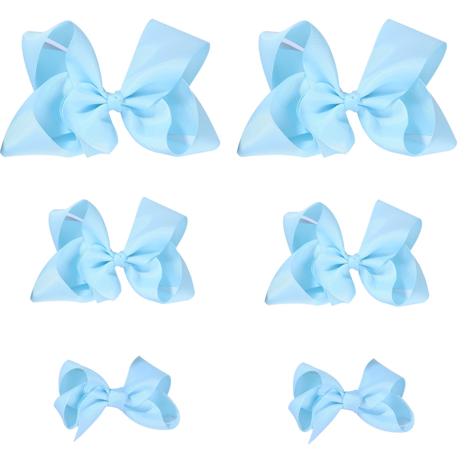 Clipband Sky Blue Bows set with alligator clips secures daily ponytails.