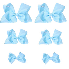 Clipband Sky Blue Bows set with alligator clips secures daily ponytails.