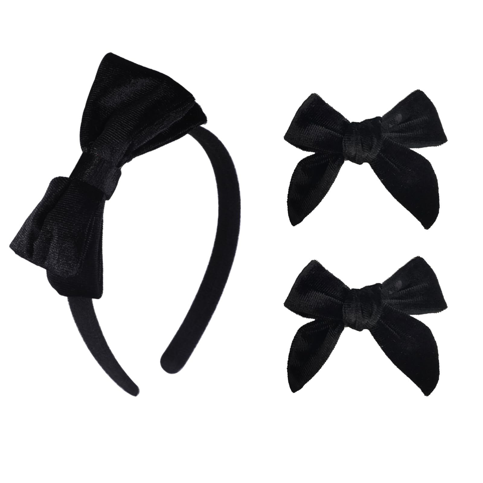 Clipband Velvet Bow Headband black offers luxe texture and all-day comfort.