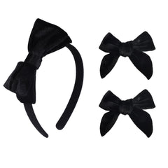 Clipband Velvet Bow Headband black offers luxe texture and all-day comfort.