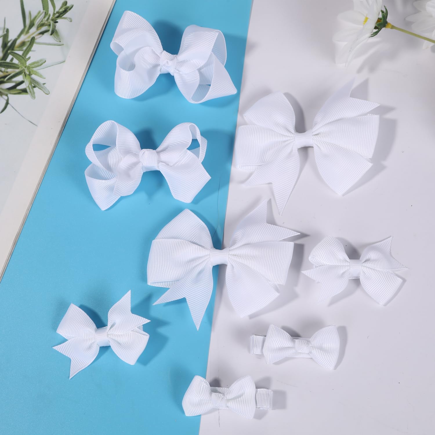 Clipband white bows set, ready to add adorable detail to outfits and photos