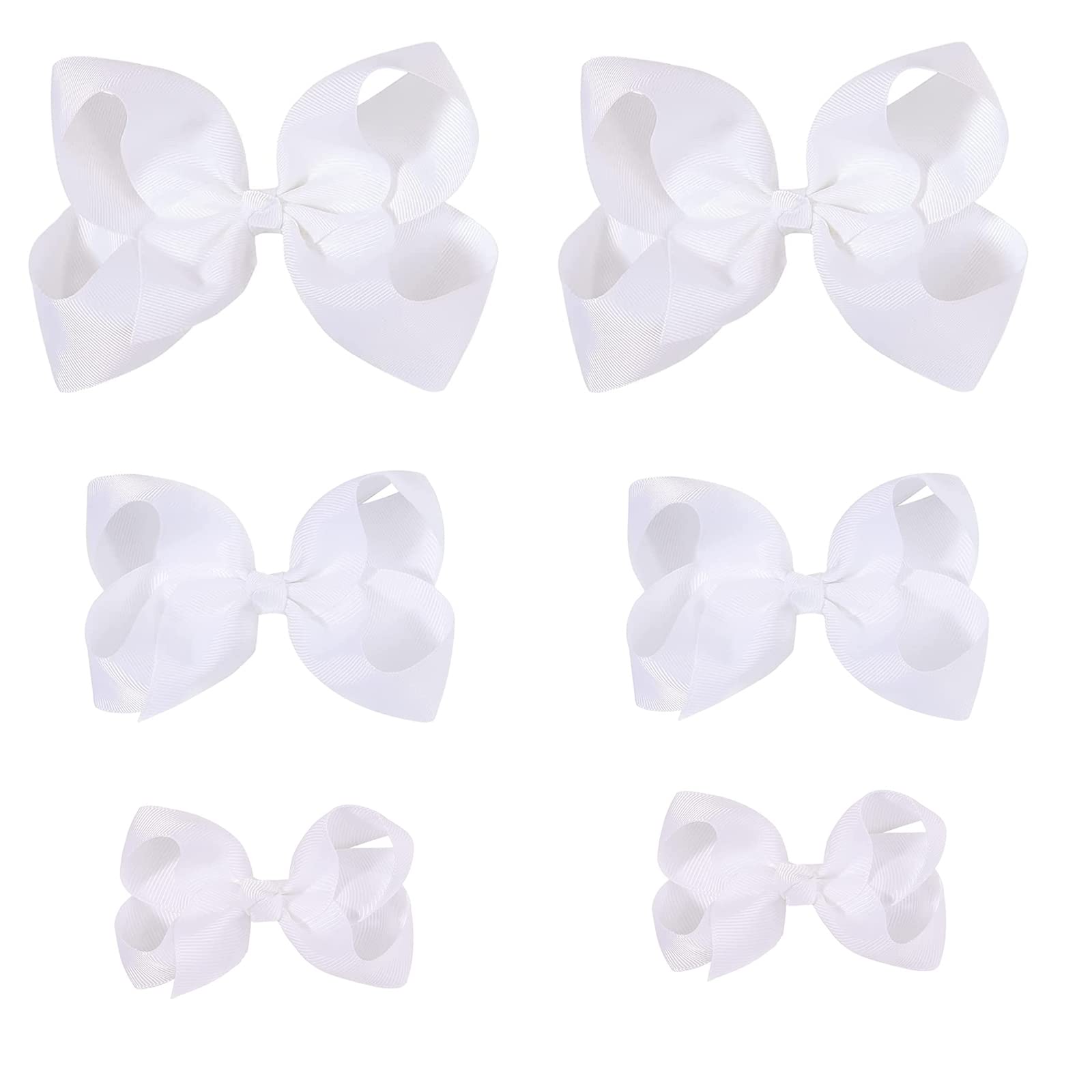 Clipband white bows pack of 6 with alligator clips for versatile outfits