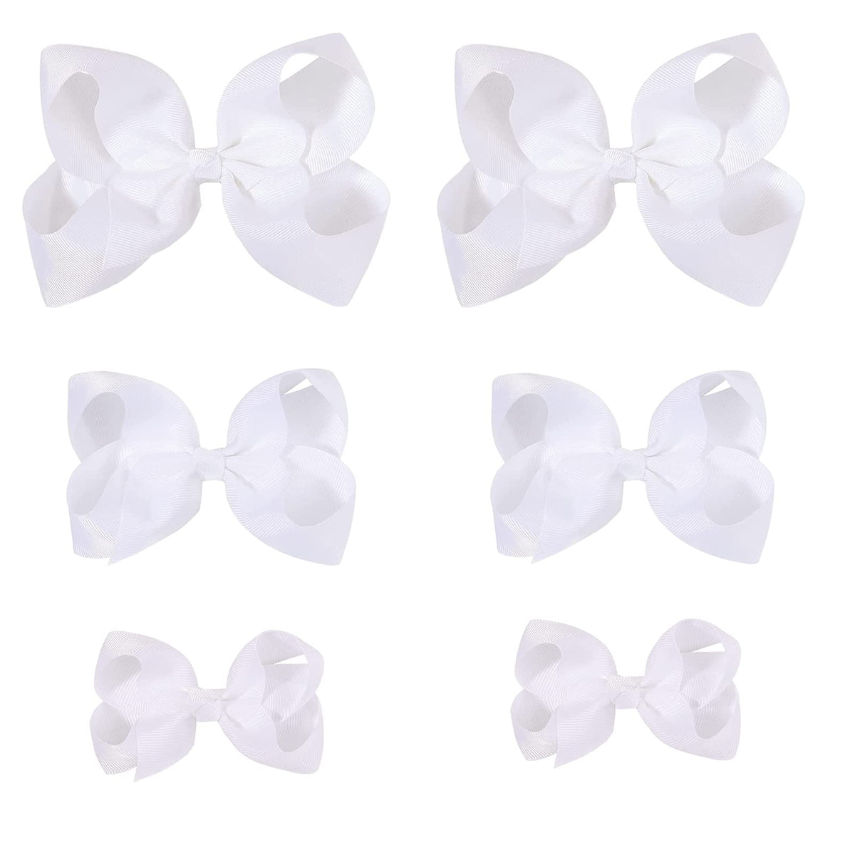 Clipband white bows pack of 6 with alligator clips for versatile outfits