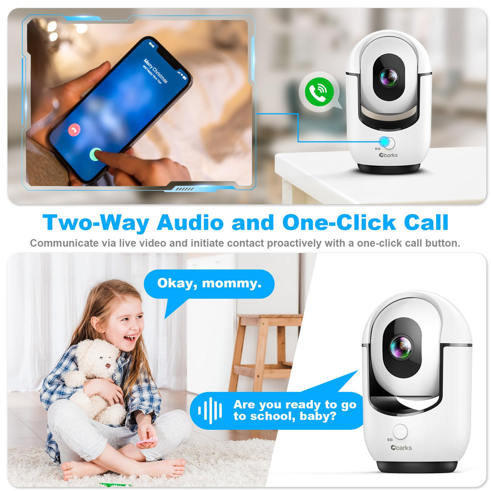Cloarks 2K indoor camera cloud and TF storage supports secure footage.