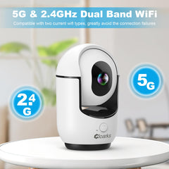 Cloarks 2K indoor camera pan-tilt action shows flexible coverage for pets and babies.