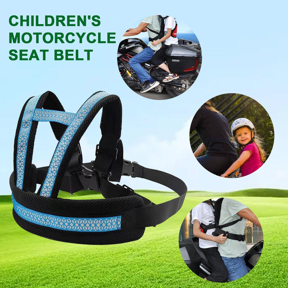 Clobeau blue harness back view showing two-handled design for control