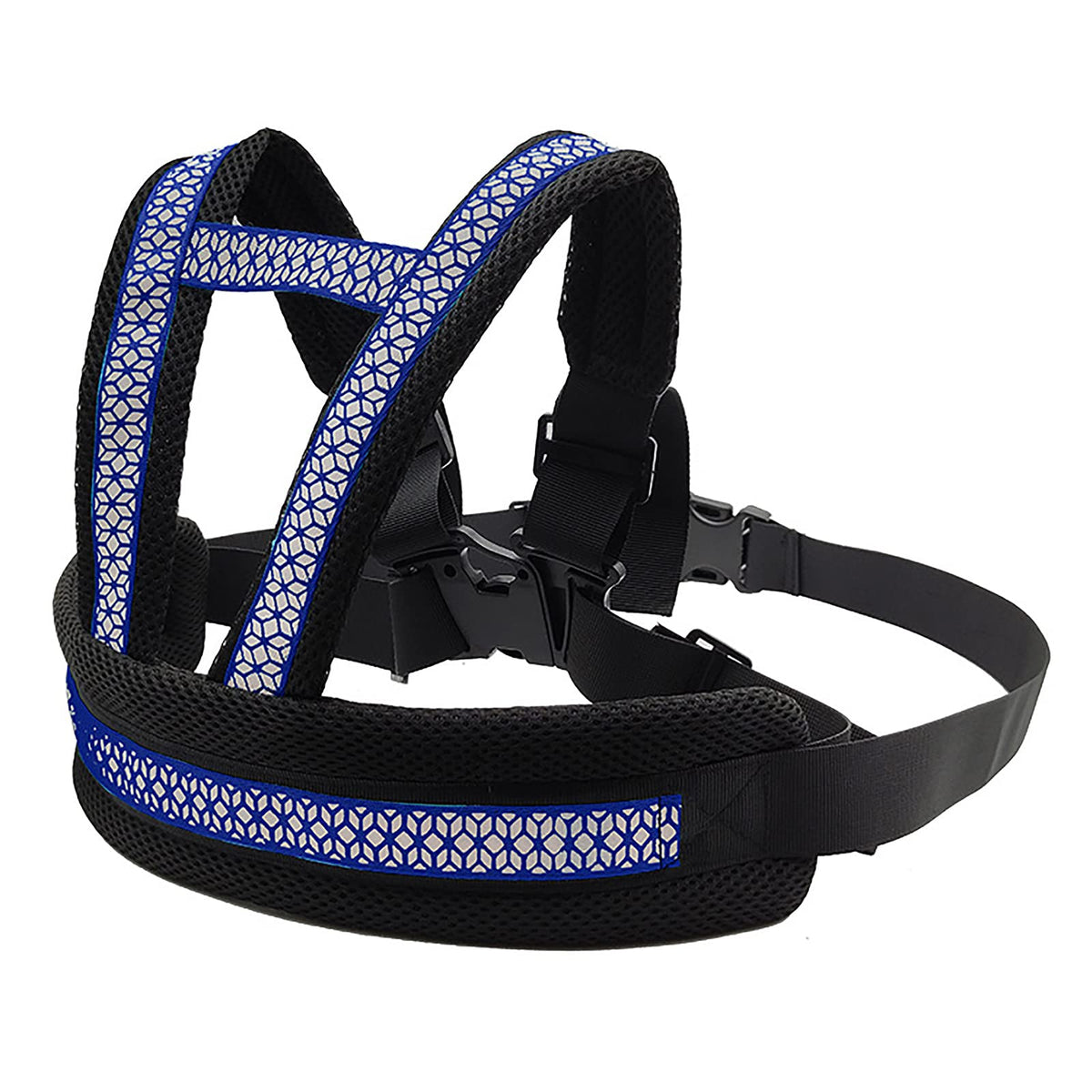 Clobeau child motorcycle harness blue front view for secure ride and adjustable fit
