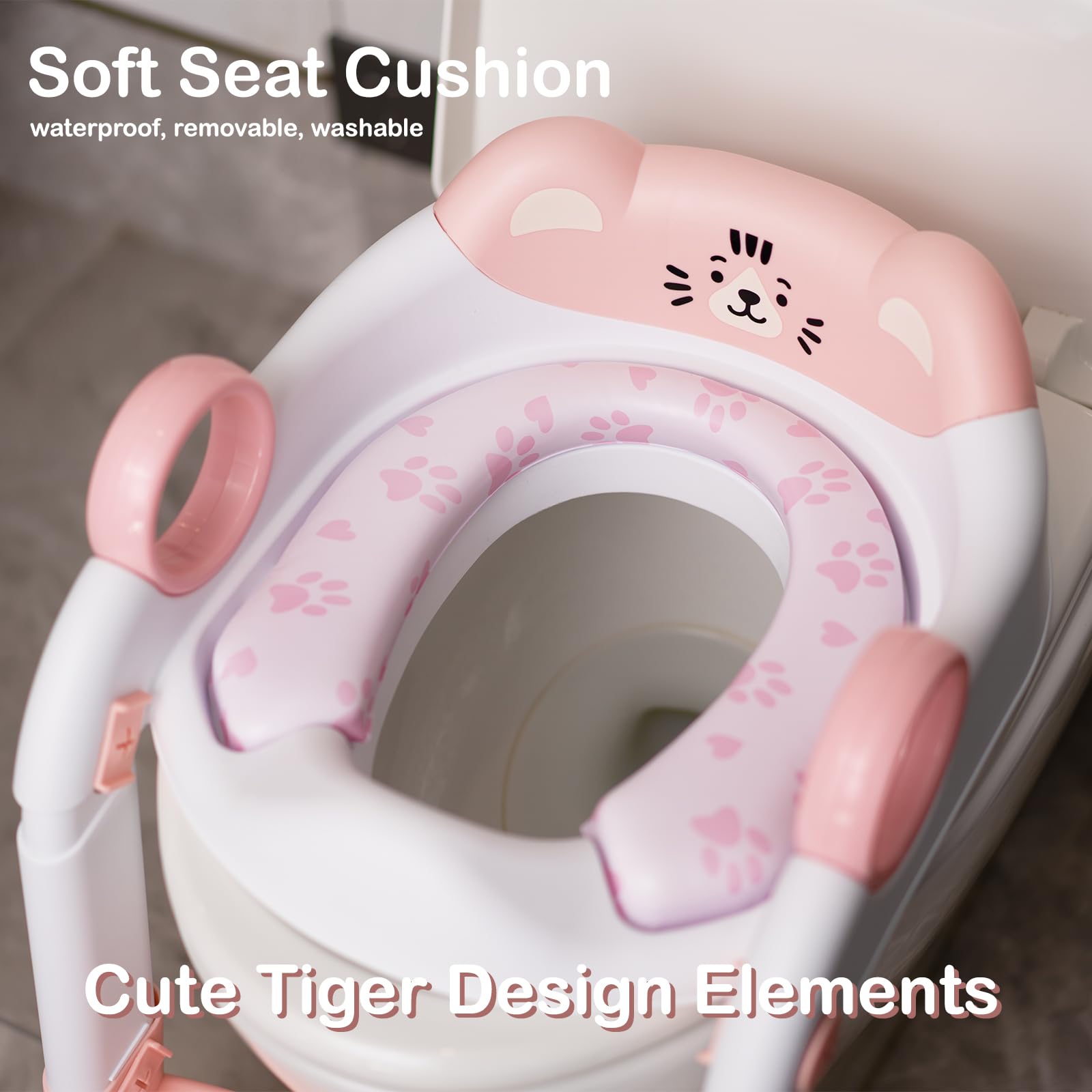 Clock King potty seat soft cushion adds comfortable seating for learning.