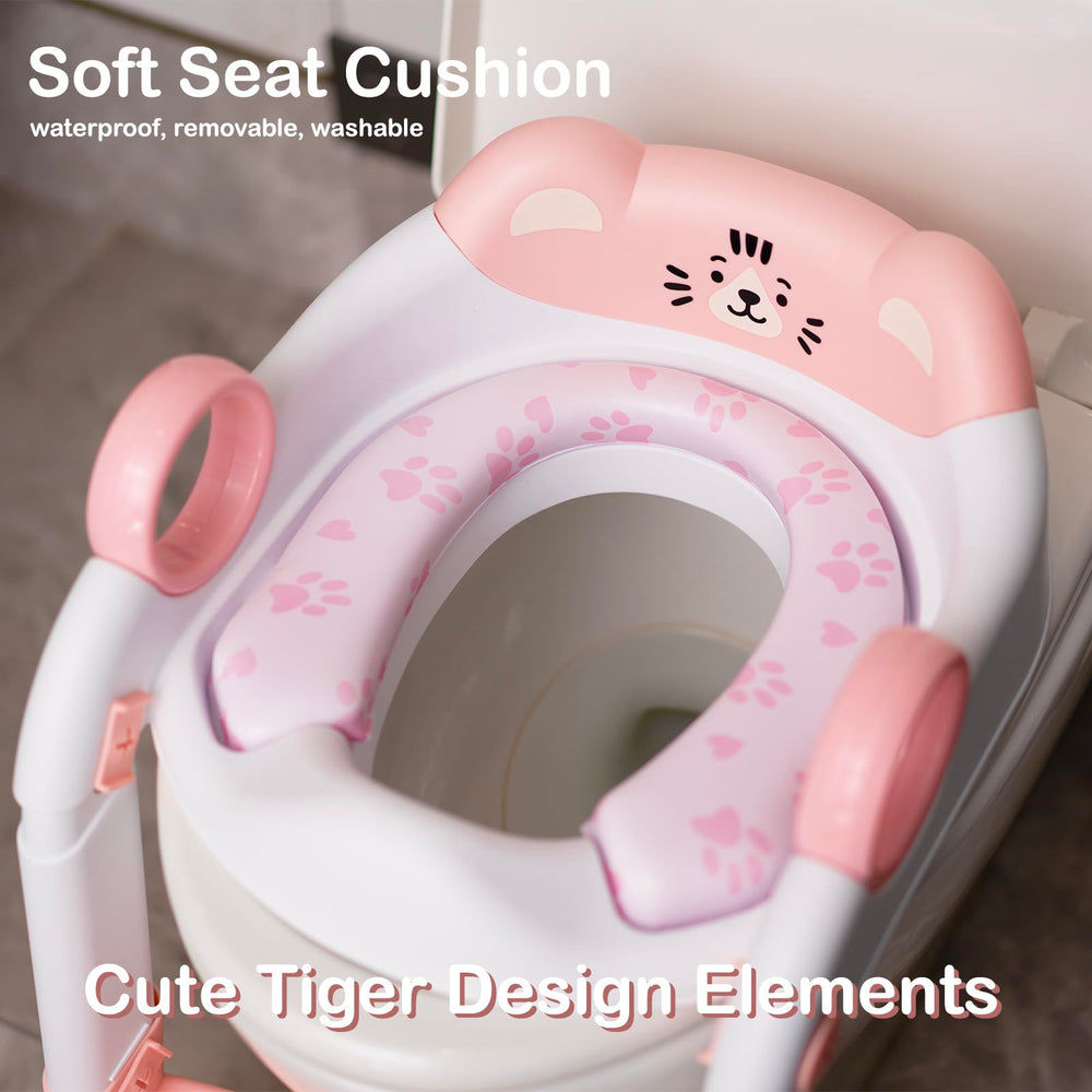 Clock King potty seat soft cushion adds comfortable seating for learning.