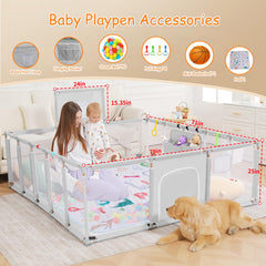 Clocly baby playpen with mat interior emphasizes cushioned protection during crawls.