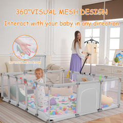 Clocly playpen 360-degree mesh design enhances visibility and baby safety.